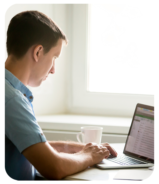 A man searching the internet about personalized sexual health plan.